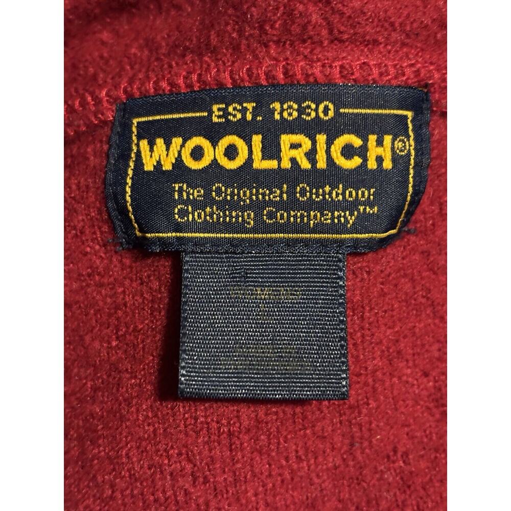 Woolrich Boiled Wool Sweater Womens L Full Zip Ruby Red Pocket Cardigan Vintage - Picture 3 of 4